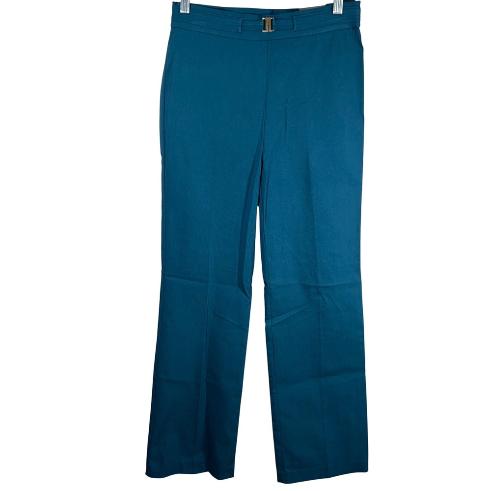 Counterparts Teal‎ Blue Super Stretch Straight Leg Dress Pants Gold Hardware S